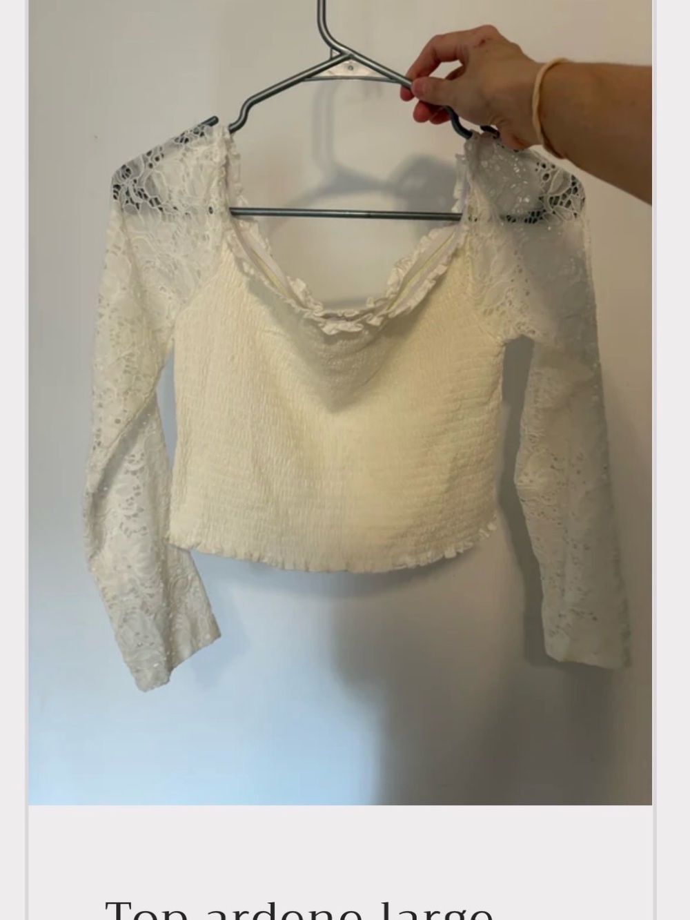 Ardene White Lace Long Sleeve Cropped Top